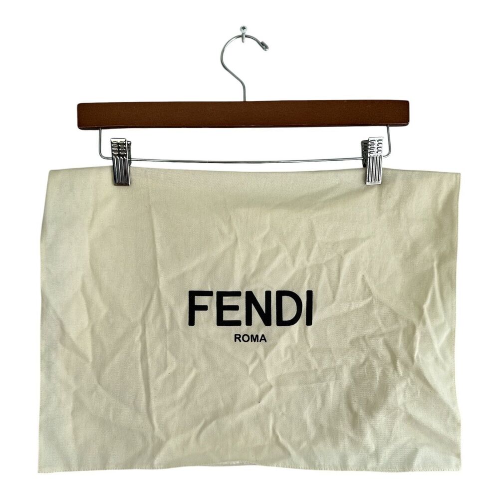 Fendi Roma Ivory Cotton Dust Bag Large 17”x12” Foldover